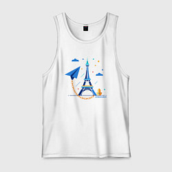 Майка мужская хлопок Значок telegram и цепь, цвет: белый