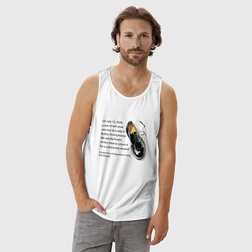 Мужская майка Вознаграждение за потерянную туфлю Трампа / Белый – фото 3