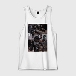 Майка мужская хлопок Конный спорт коллаж, цвет: белый