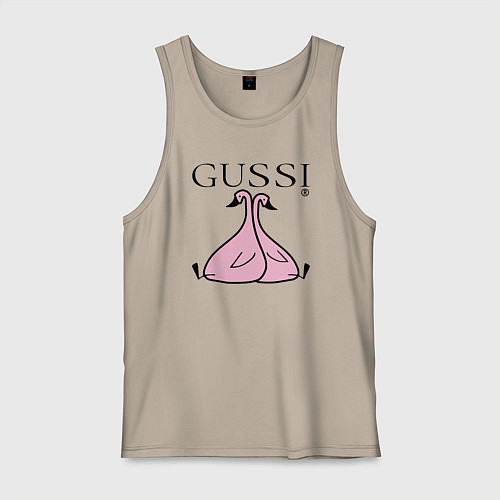 Мужская майка Гусси - два розовых гуся / Миндальный – фото 1