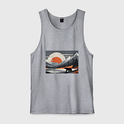 Майка мужская хлопок Горы медведь геометрия, цвет: меланж