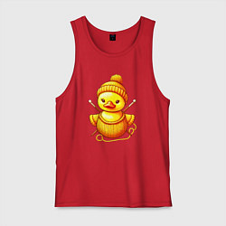 Майка мужская хлопок Нейросеть - вязаный утёнок, цвет: красный