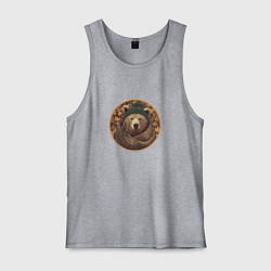 Майка мужская хлопок Лого осеннего медведя, цвет: меланж