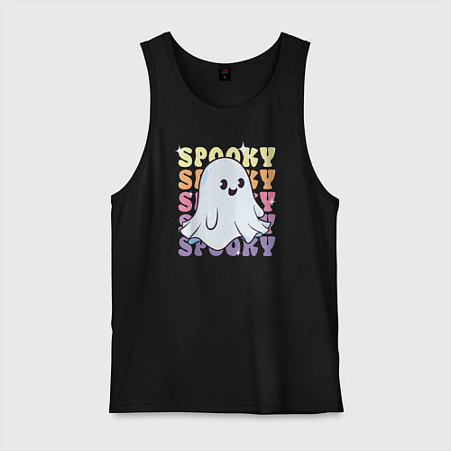 Мужская майка Cute little spooky ghost / Черный – фото 1