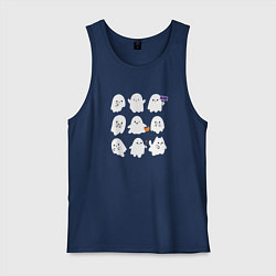 Майка мужская хлопок Милые призраки, цвет: тёмно-синий