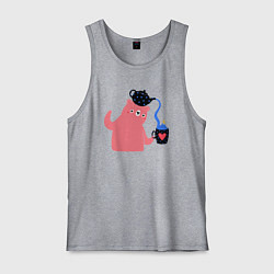 Майка мужская хлопок Чаепитие у мишки, цвет: меланж