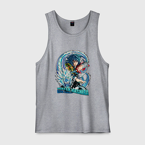 Мужская майка Клинок рассекающий демонов Гиа Тамиока водяной сто / Меланж – фото 1