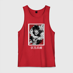 Майка мужская хлопок Магическая битва Тоджи красный фон, цвет: красный