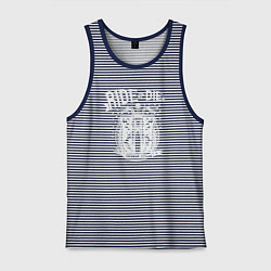 Майка мужская хлопок Катайся или умри, цвет: синяя тельняшка