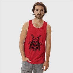 Майка мужская хлопок Череп самурая в шлеме, цвет: красный — фото 2