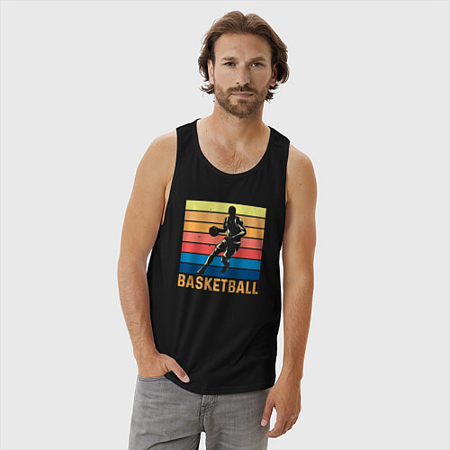 Мужская майка Basketball lettering / Черный – фото 3