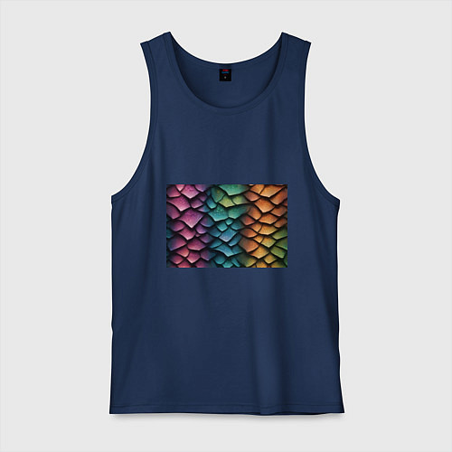 Мужская майка Цветная чешуя дракона / Тёмно-синий – фото 1