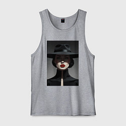 Майка мужская хлопок Нуар алые губы, цвет: меланж