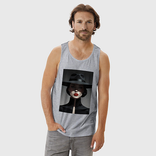 Мужская майка Нуар алые губы / Меланж – фото 3