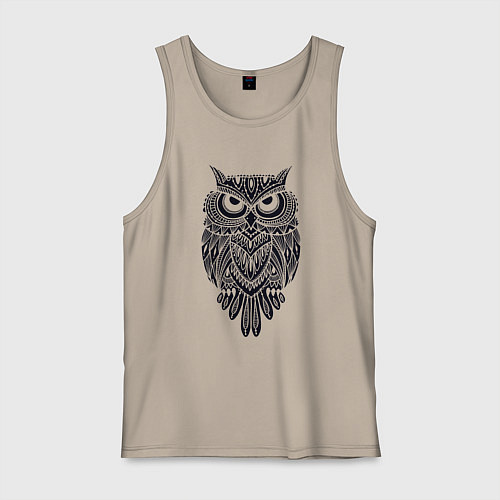 Мужская майка Расписной филин / Миндальный – фото 1