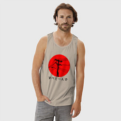 Майка мужская хлопок Японский вайб, цвет: миндальный — фото 2