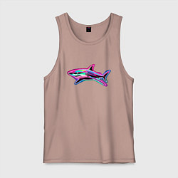 Майка мужская хлопок Светящаяся акула, цвет: пыльно-розовый