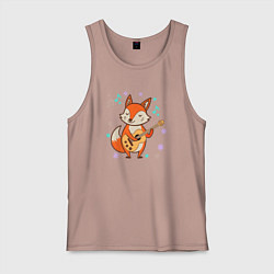 Майка мужская хлопок Лиса с гитарой, цвет: пыльно-розовый