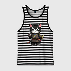 Мужская майка Крутой кот самурай