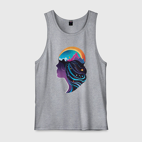 Мужская майка Космос девушка силует / Меланж – фото 1