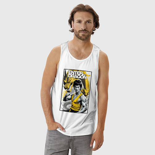 Мужская майка Выход дракона - Брюс Ли / Белый – фото 3