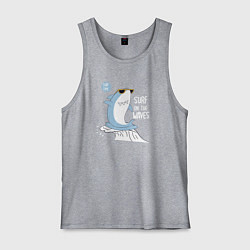 Майка мужская хлопок Акула на волнах, цвет: меланж