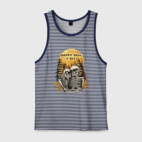 Мужская майка Пара скелетов / Синяя тельняшка – фото 1