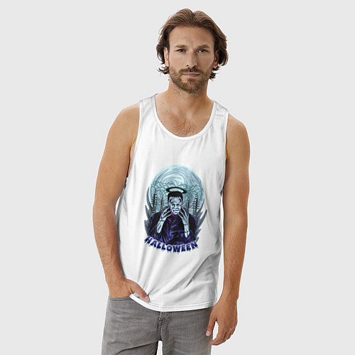 Мужская майка Хэллоуин Франкенштейн / Белый – фото 3