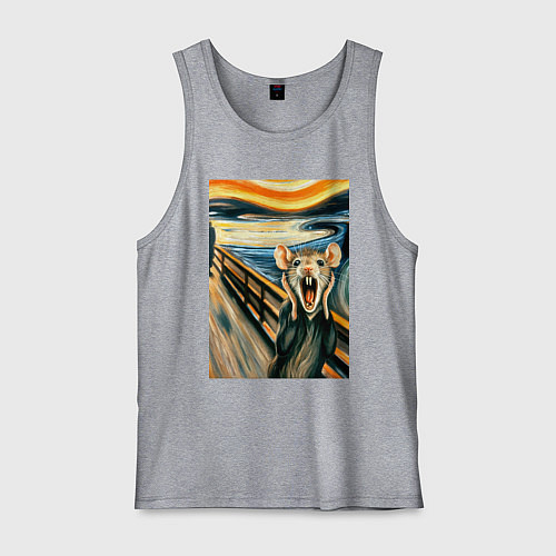 Мужская майка Мышка кричит на картине Эдварда Мунка - мем искусс / Меланж – фото 1