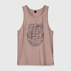 Майка мужская хлопок Продолжай путешествовать, цвет: пыльно-розовый