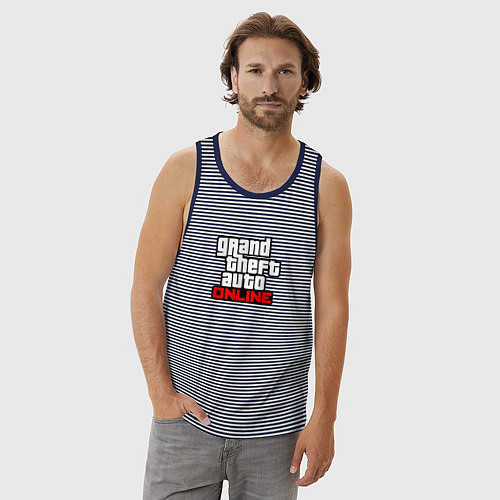 Мужская майка GTA online logo game / Синяя тельняшка – фото 3