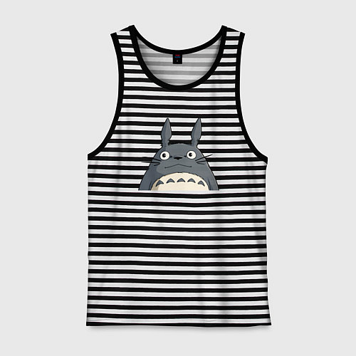 Мужская майка Выглядывающий тоторо / Черная тельняшка – фото 1