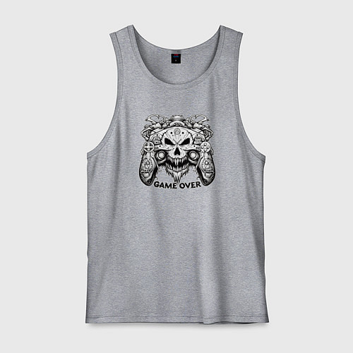 Мужская майка Череп джойстик game over / Меланж – фото 1