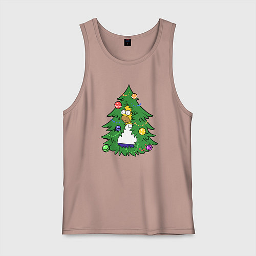 Мужская майка Гомер - Новый год / Пыльно-розовый – фото 1