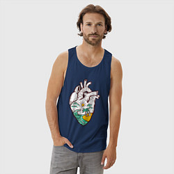 Майка мужская хлопок Остров сердца, цвет: тёмно-синий — фото 2