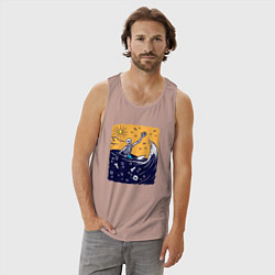 Майка мужская хлопок Скелетик в море, цвет: пыльно-розовый — фото 2