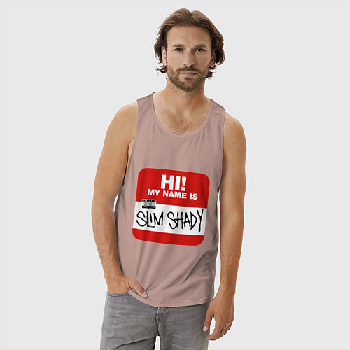 Мужская майка Eminem - slim shady sticker / Пыльно-розовый – фото 3