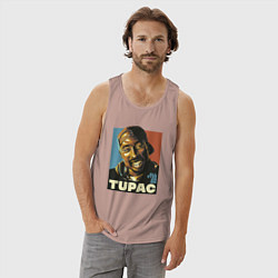 Майка мужская хлопок Tupac - all eyez on me, цвет: пыльно-розовый — фото 2