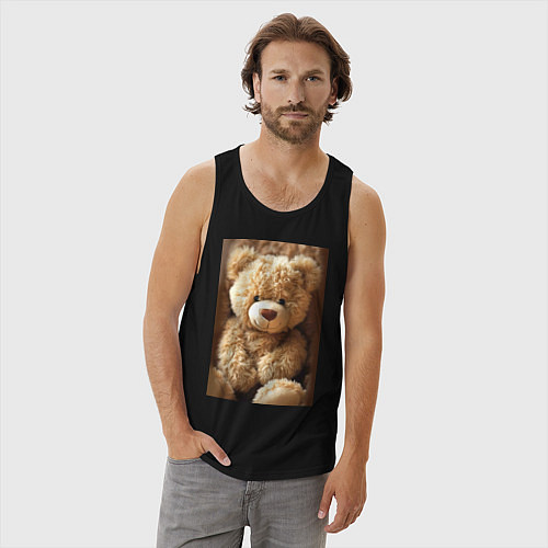 Мужская майка Игрушечный большой медвежонок / Черный – фото 3