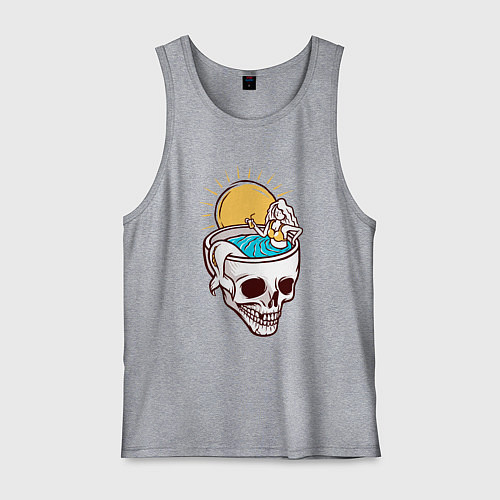 Мужская майка Русалочка в черепе / Меланж – фото 1