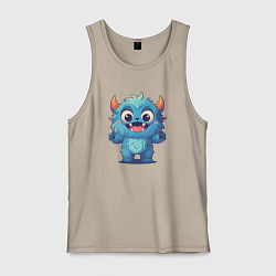 Майка мужская хлопок Милый монстр йети, цвет: миндальный