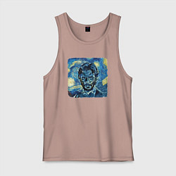 Майка мужская хлопок Профессор на картине Ван Гога, цвет: пыльно-розовый