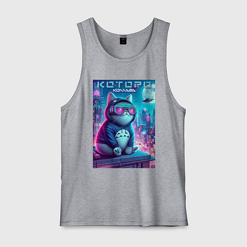 Мужская майка Которо на крыше небоскрёба - мем / Меланж – фото 1