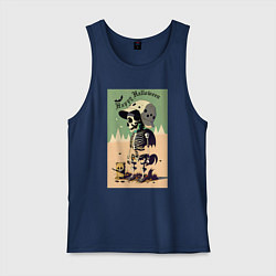 Майка мужская хлопок Прикольный черепок - хэллоуин, цвет: тёмно-синий