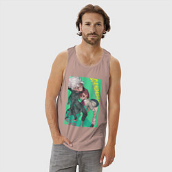 Майка мужская хлопок Дандадан Момо Аясэ, цвет: пыльно-розовый — фото 2