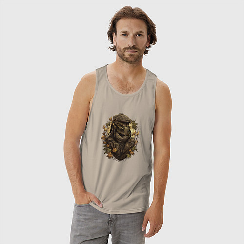 Мужская майка Осенний хищник в кепке / Миндальный – фото 3