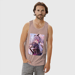 Майка мужская хлопок Геншин Камисато Аяка, цвет: пыльно-розовый — фото 2