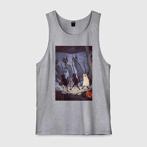 Мужская майка Коты на хэллоуин / Меланж – фото 1