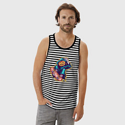 Майка мужская хлопок Halloween skater, цвет: черная тельняшка — фото 2