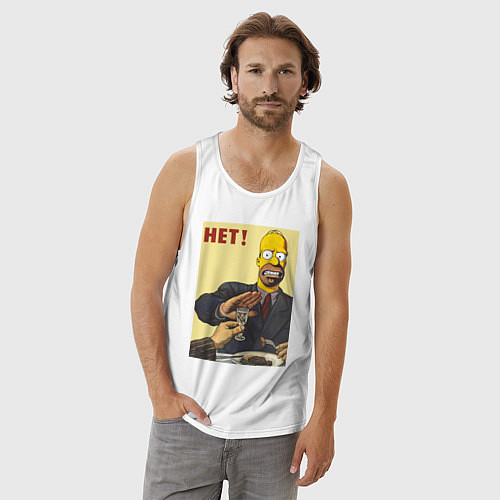 Мужская майка Пародия на плакаты СССР Гомер Симпсон / Белый – фото 3